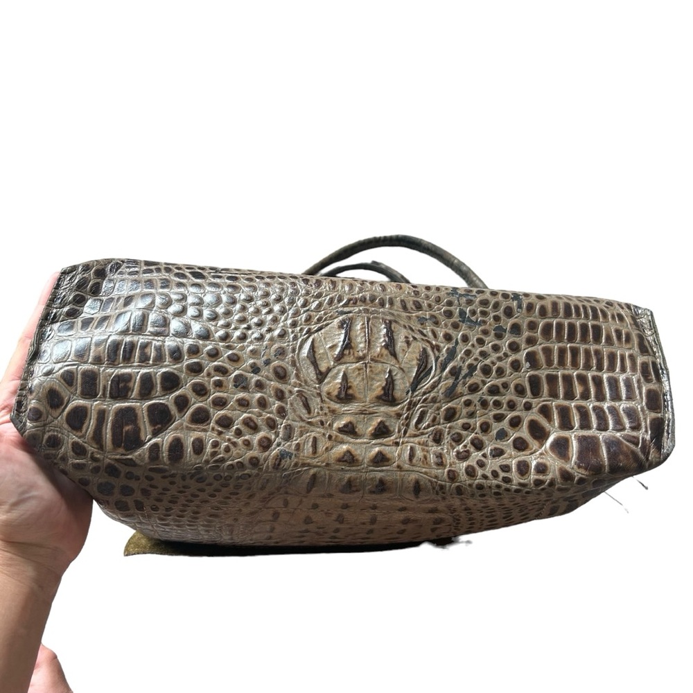 B. May crocodile embossed leather top handle leather bag large gray brown tote - Picture 5 of 11